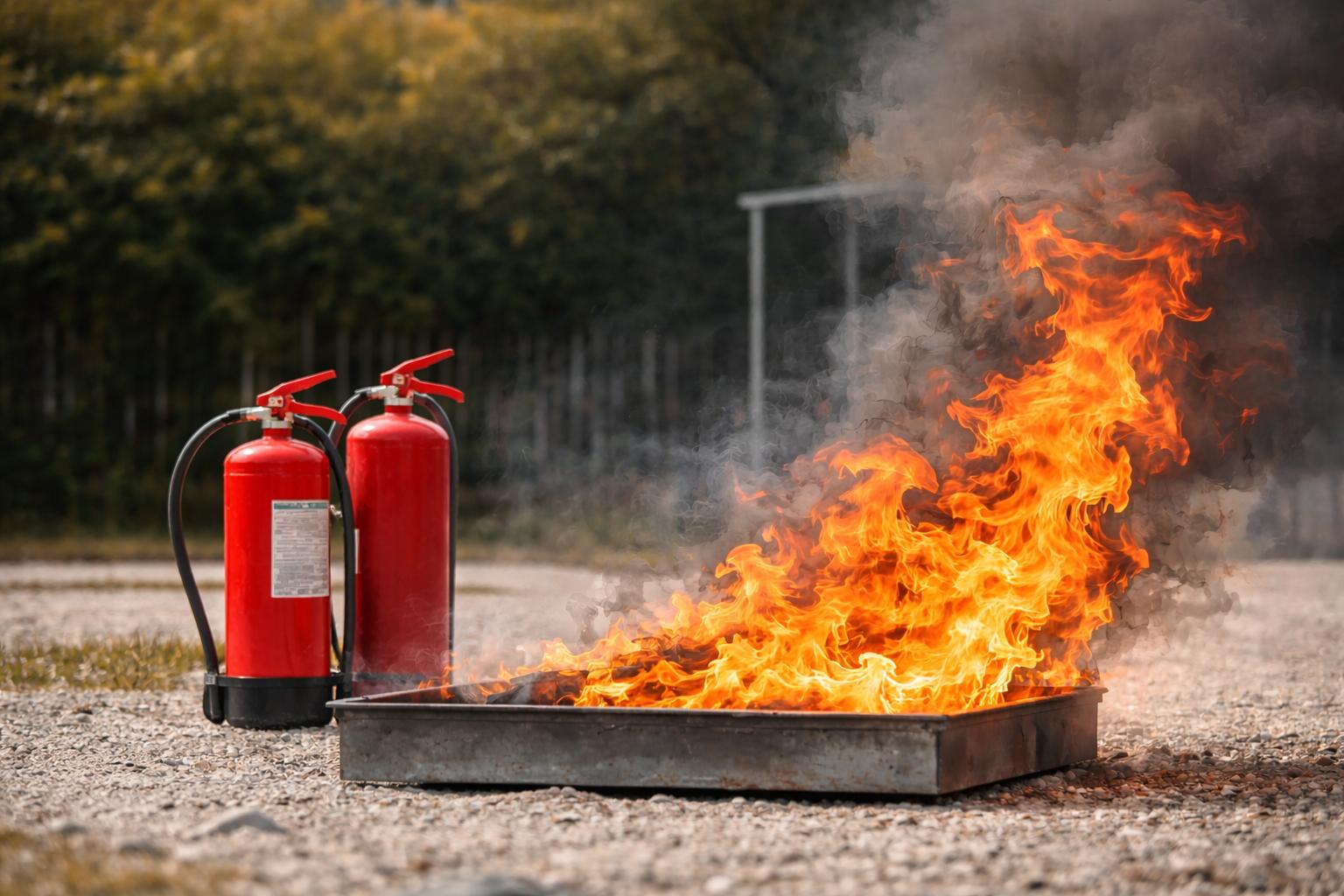 Brandschutzunterweisung: Feuerlöscher, Erste-Hilfe-Kasten, Atemschutz und Fluchtplan